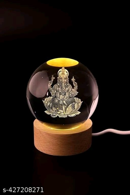 3D Ganesha Crystal Ball Night Lamp - Image 4