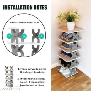 5 Layer Foldable Shoe Rack for Home – Plastic Space Saving Shoe Organizer