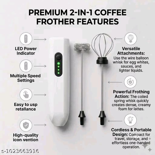 2-in-1 Rechargeable Coffee Frother & Milk Frother โ USB Hand Blender