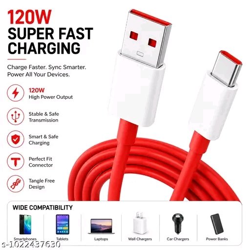120W USB-A to USB-C Fast Charging Cable