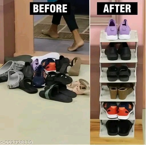 5 Layer Foldable Shoe Rack for Home โ Plastic Space Saving Shoe Organizer - Image 2