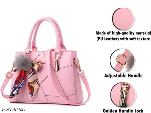 Womenβs Stylish Pink Handbag with Scarf β Premium Shoulder & Tote Bag - Image 2