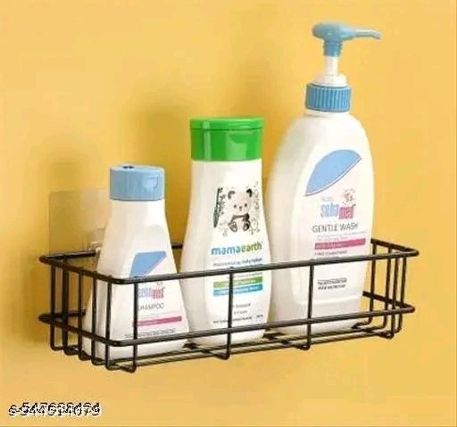 Pack of 2 Self Adhesive Bathroom Storage Rack with Hooks - Image 5